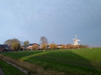Klein Wetsinge, in de winter, zicht op de molen